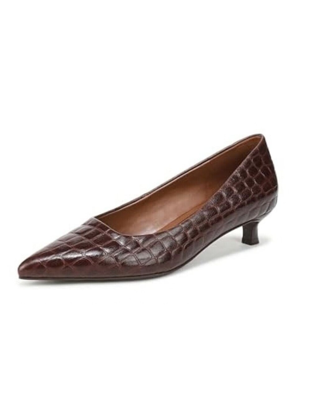 145$ Naturalizer Natalia Kitten-Heel Pointed Croco Embossed Pumps Size 7.5 Brown